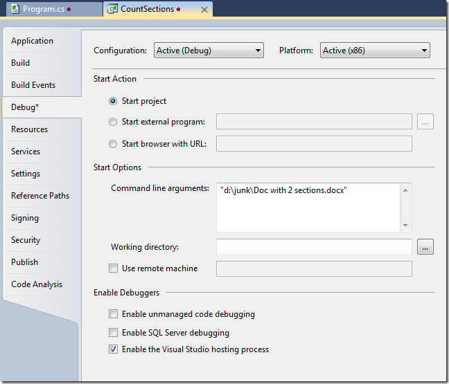 Pass a file name in as a command line argument